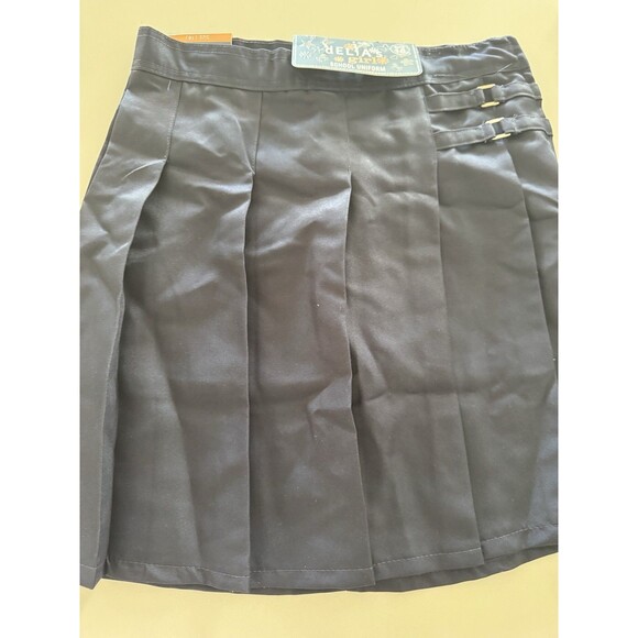 Girls' Adjustable Waist Pleated-Front skirt Two-Tab Scooter navy blue size 16 - Picture 13 of 16